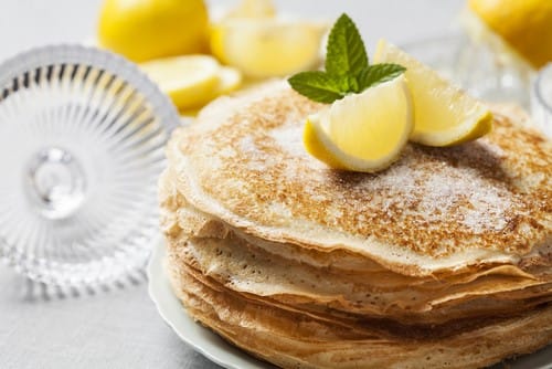 Pancake day with lemon and sugar