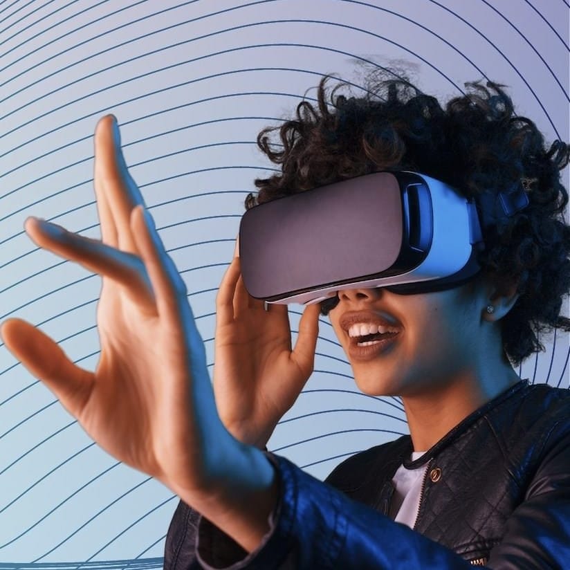 Woman playing in VR