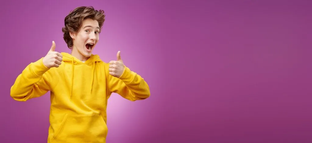 Teenager hacing a good time with a piw background